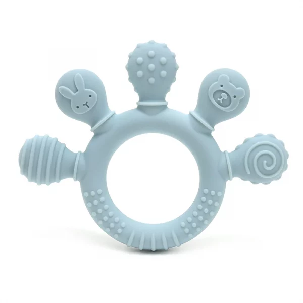 anneau de dentition en silicone bleu