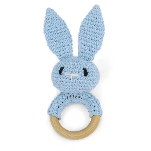 hochet bébé lapin bleu