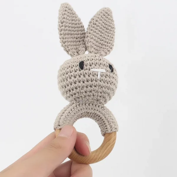 hochet bébé lapin gris