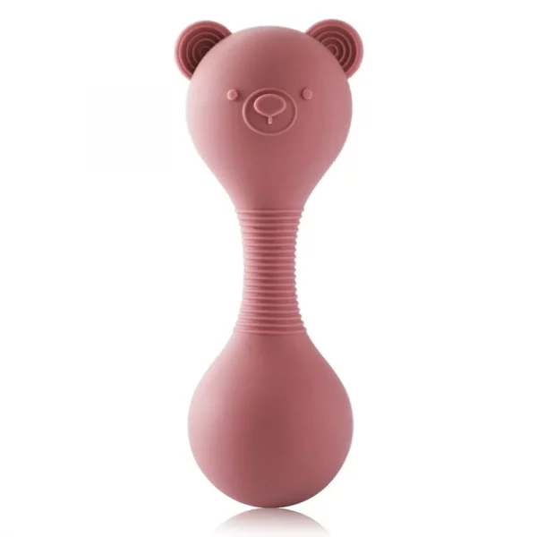 hochet en silicone rose bonbon