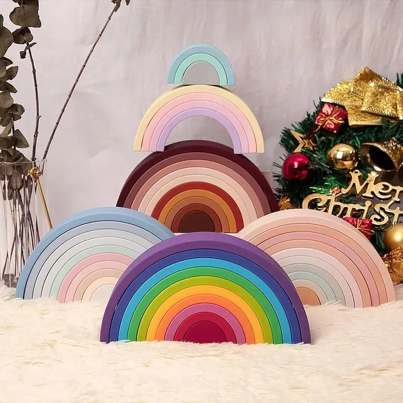 Blocs de Construction Arc-en-Ciel en Silicone