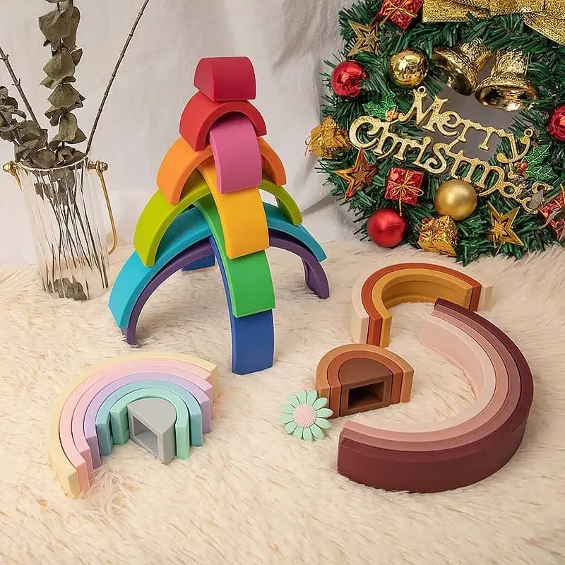 Blocs de Construction Arc-en-Ciel en Silicone